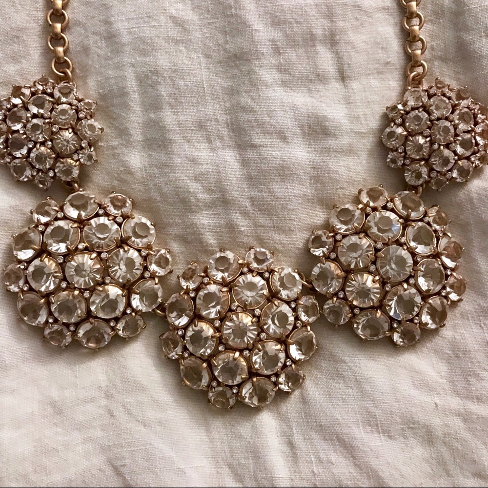 Jcrew Crystal Cluster Gold Statement Necklace - image 3